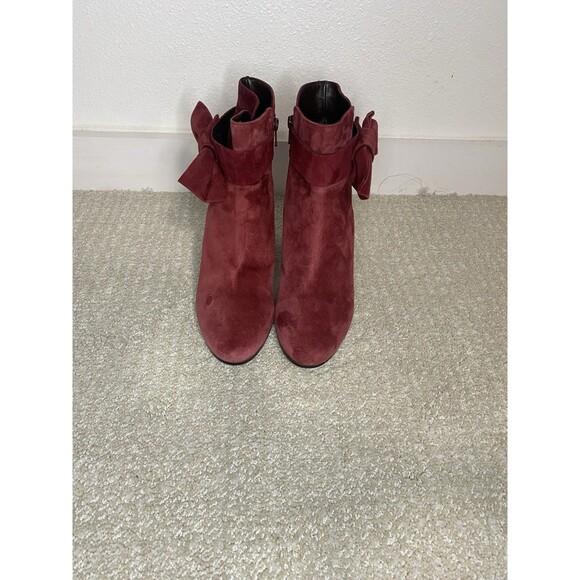 White Mountain Shoes - White Mountain Women's Wine Red Block Heel Booties Suedette Size 39